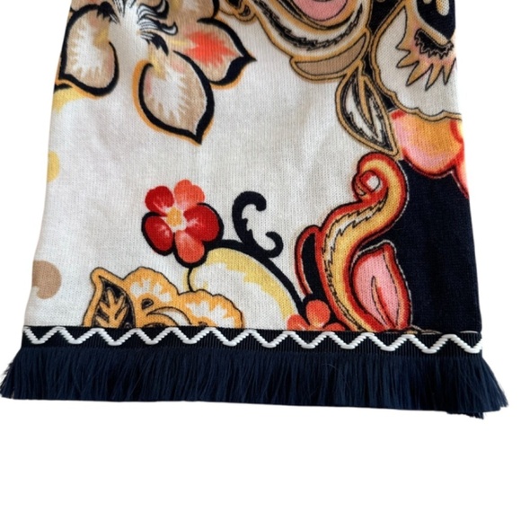 Chicos 2 Linen Blend Floral Fringe Long Cardigan Women's US L Lagenlook Boho - Picture 11 of 16